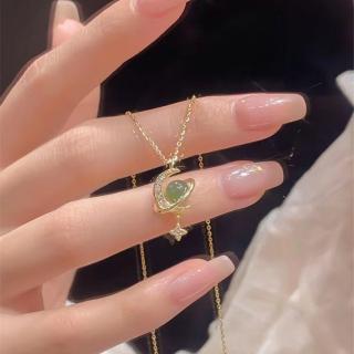 和田玉项链女小众轻奢温柔气质星月锁骨链不掉色中国风夏天百搭款